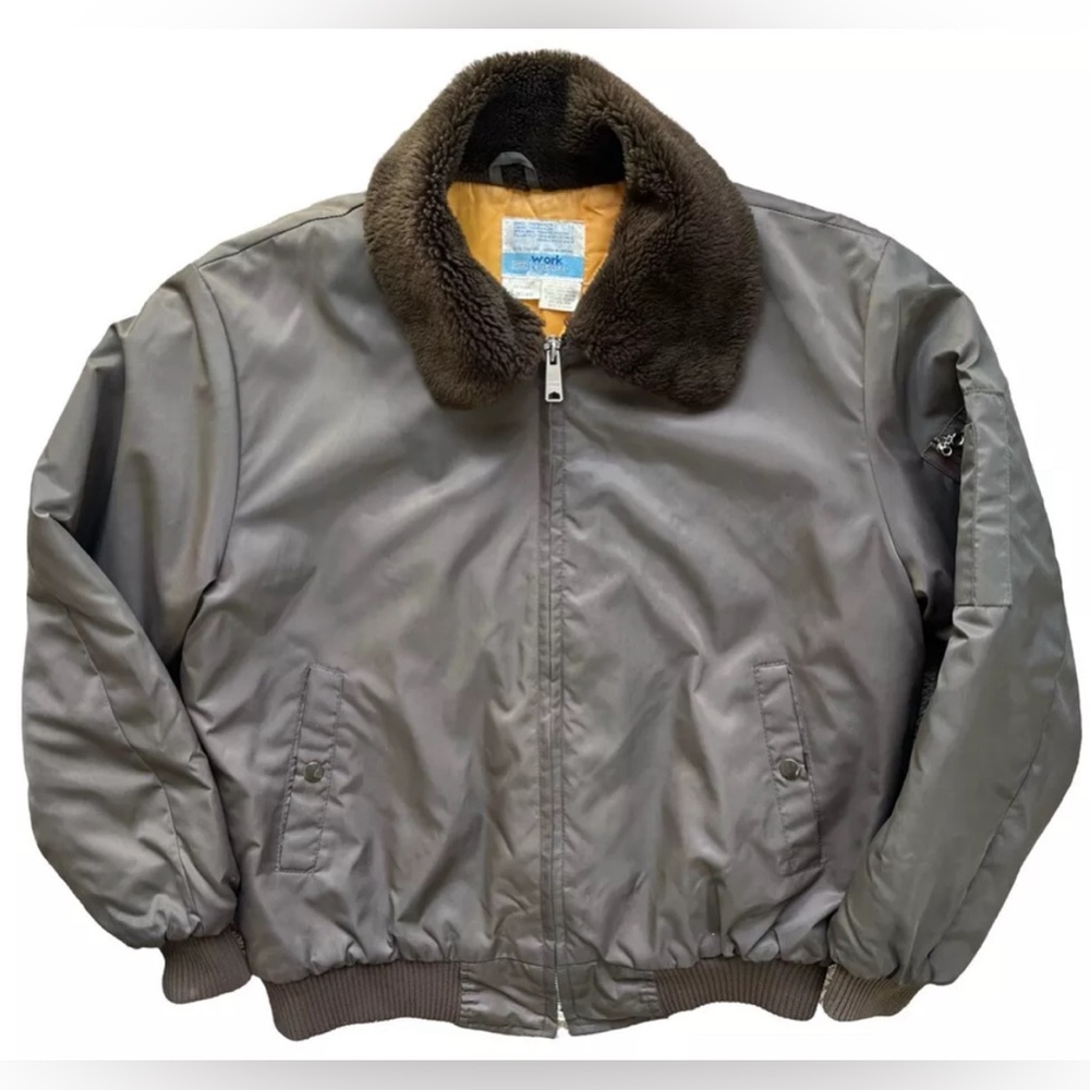Sears Work Leisure Brown Full Zip Jacket Size Large Mens Nylon Winter